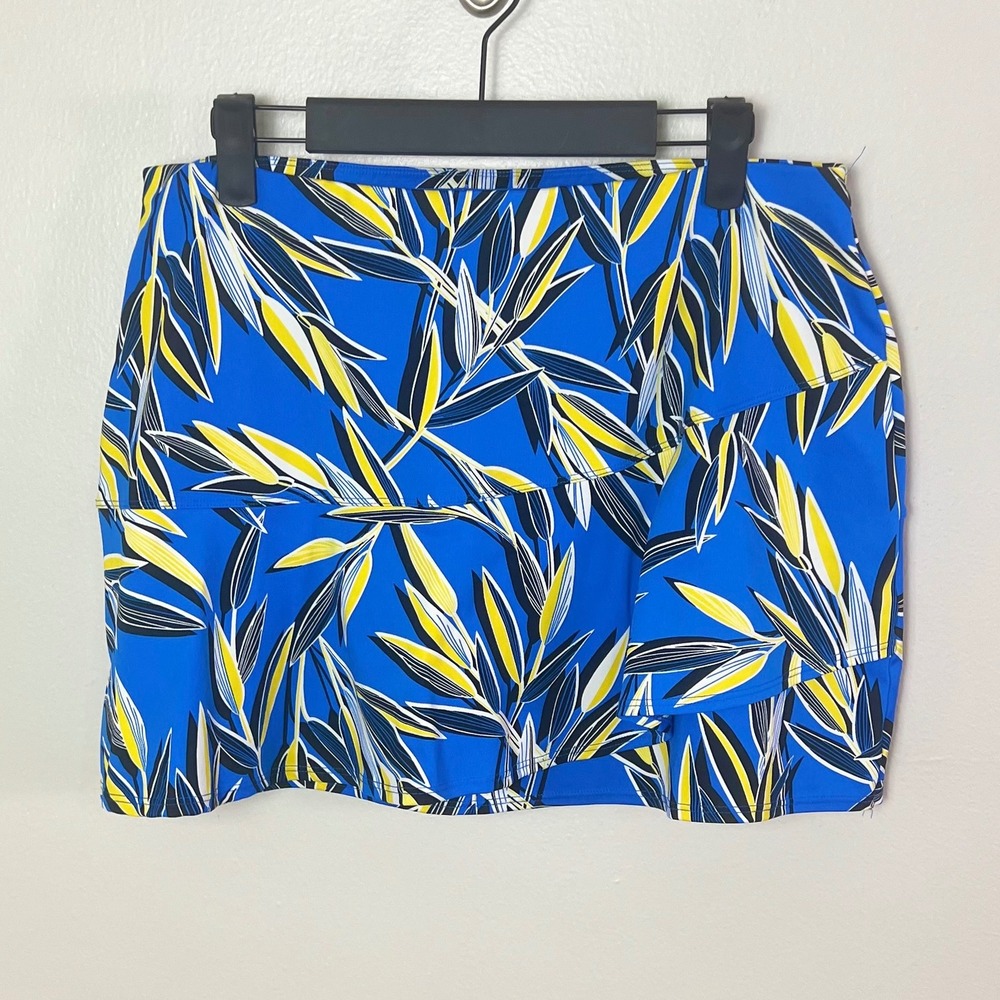 Tail Active Skort Medium Blue Tropical Leaf Print Ruffle Tennis Golf Athleisure